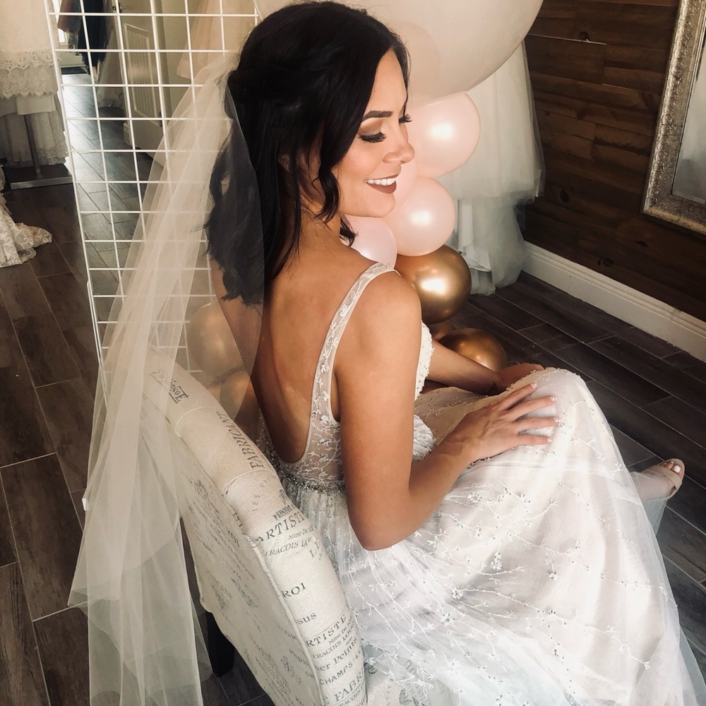 A-Line Whimsical Dreamy Beaded Bridal Gown